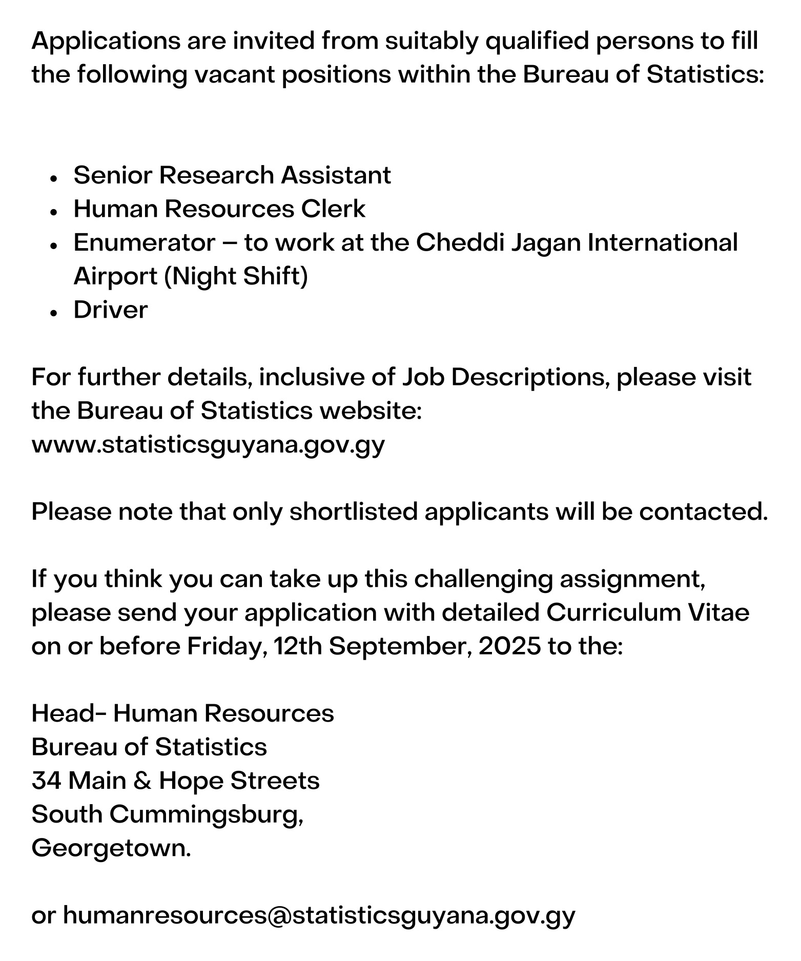 Vacancies for website