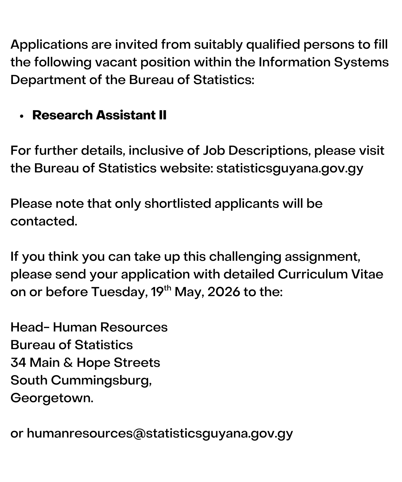 Website vacancy-Research assistant II